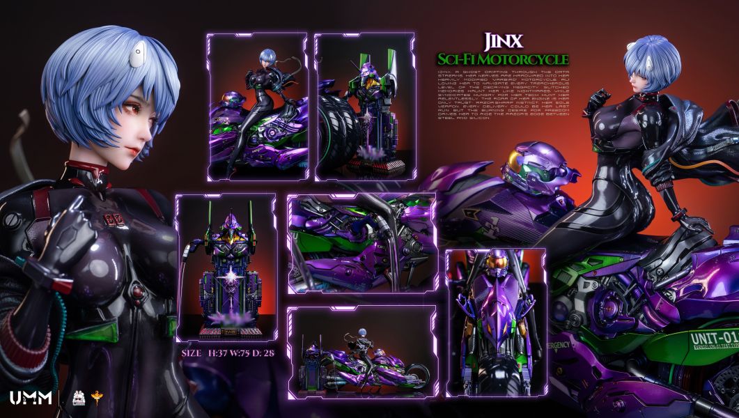 【Pre-order】Neon Genesis Evangelion – Sci-Fi Motorcycle Rei Ayanami 1/6 Scale Collectible Statue (White &amp; Purple Versions)