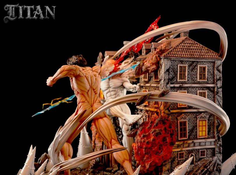 【Pre-order】Attack on Titan: The Colossal Titan Series - War Hammer Titan vs. Colossal Titan Statue