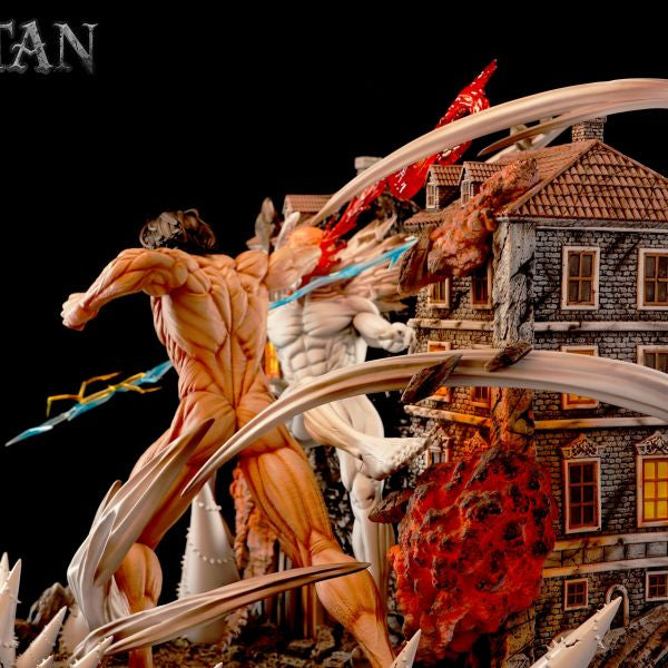【Pre-order】Attack on Titan: The Colossal Titan Series - War Hammer Titan vs. Colossal Titan Statue